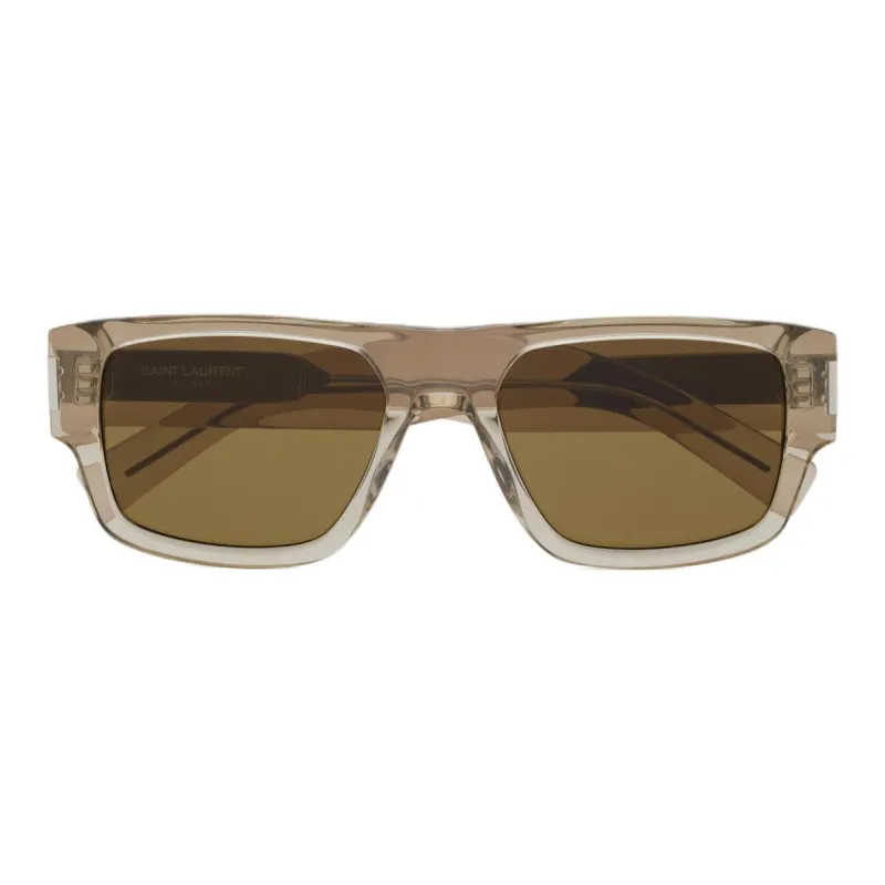 SAINT LAURENT Injection Molded Plastic Resin Acetate Rectangular Sunglasses Men's Brown-1