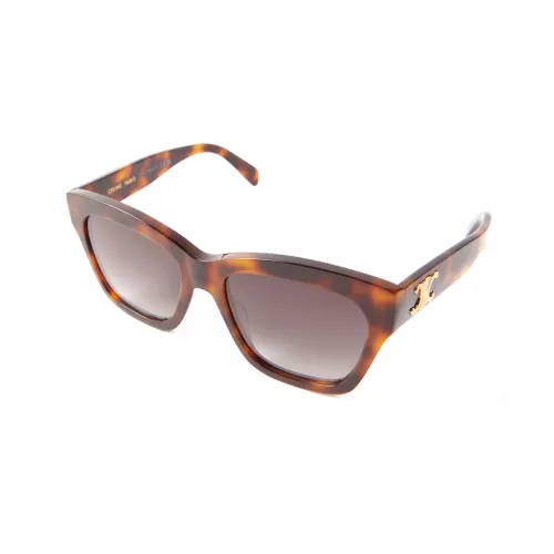 CELINE Acetate Irregular Shape Sunglasses Women's Tortoiseshell