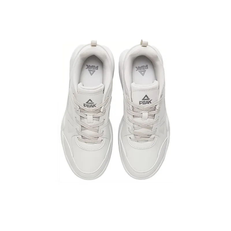 PEAK Cushioning, Wear Resistant Low Top Chunky Sneakers Women's White Gray Green-3