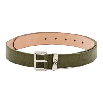 Alexander McQueen Detail Decoration Pin Buckle Leather Belts Men's Green  