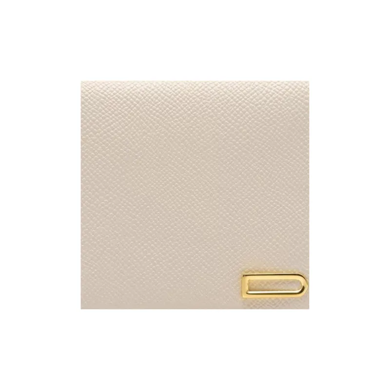 Delvau Alpina Calf Grain Calfskin Wallet Women's Ecru-4
