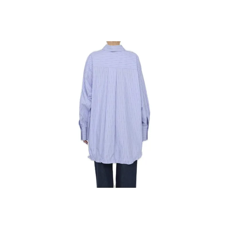 The Attico Striped Drawstring Hem Asymmetric Shirt-1