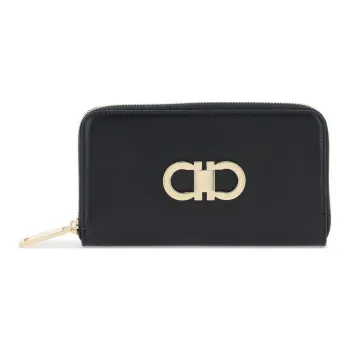 FERRAGAMO GANCINI Calfskin Wallet Women's Black