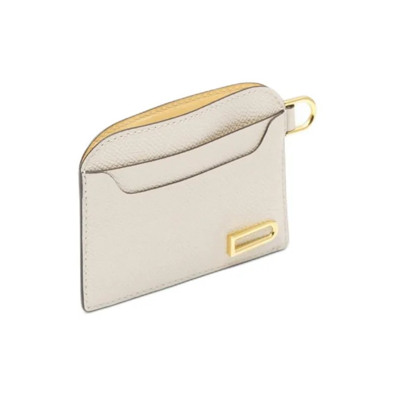 Delvau Alpina Calf Grain Calfskin Card Holder Small Size Women's Sesame-Colored-1