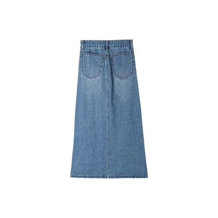 HIPPIEMISS Denim Long Skirts Women's Vintage Blue-1