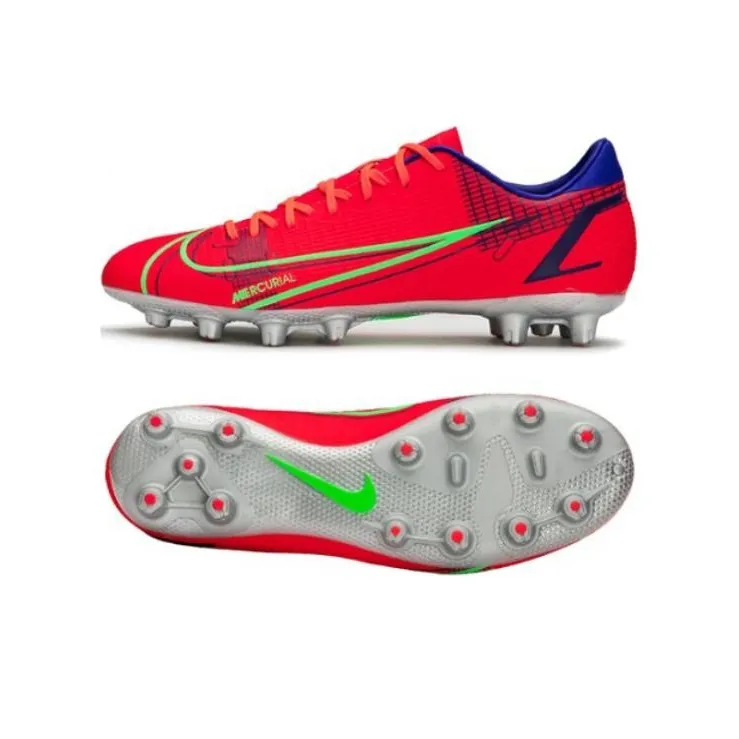 Nike Mecurial Vapor 14 Academy HG Hard Ground Cleats 'Bright Crimson Indigo Burst'-4