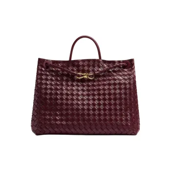 Bottega Veneta Andiamo Series Lambskin Shoulder Bag Crossbody Bag Handbag Large Size Women's Burgundy