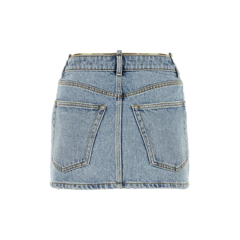 Alexander Wang Chain-embellished Denim Miniskirt-1