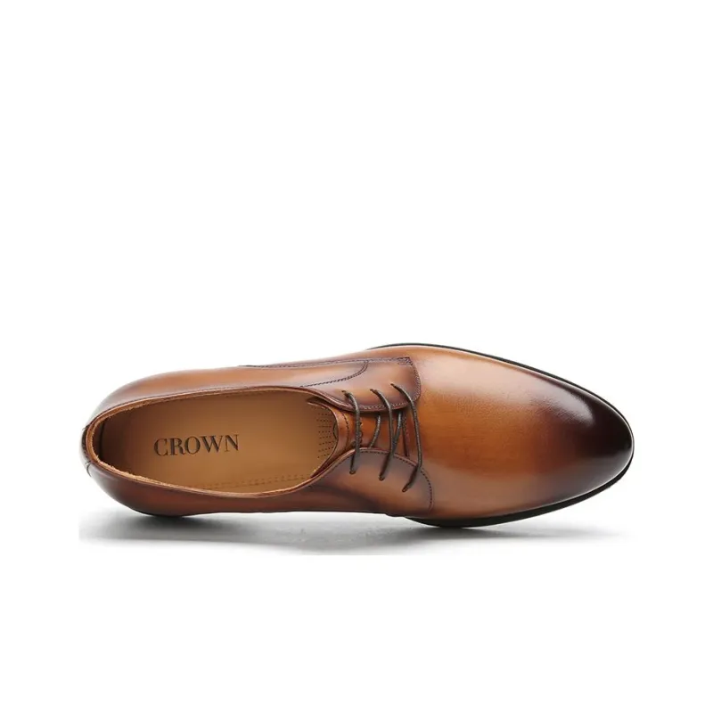 CROWN Dress Shoes Men's Yellow Brown-2