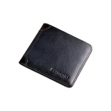 Blue Gray-Horizontal Trifold (inside and outside Top Grain Cow Leather) Anti-Skimming