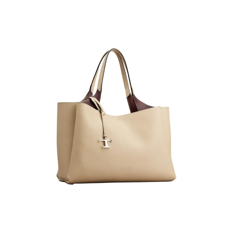 TOD'S Leather Tote Bag Shopping Bag Shoulder Bag Handbag Medium Size Women's Ecru-1