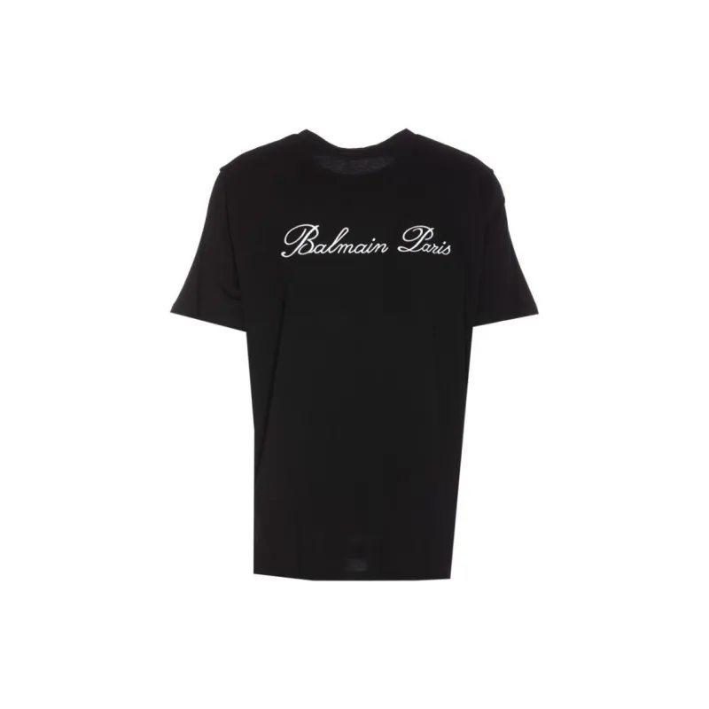 BALMAIN Logo embroidered Cotton T shirt-1