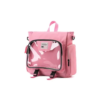 TINYAT PVC Polyvinyl Chloride Backpack Regular Women's Pink/Yellow/Black