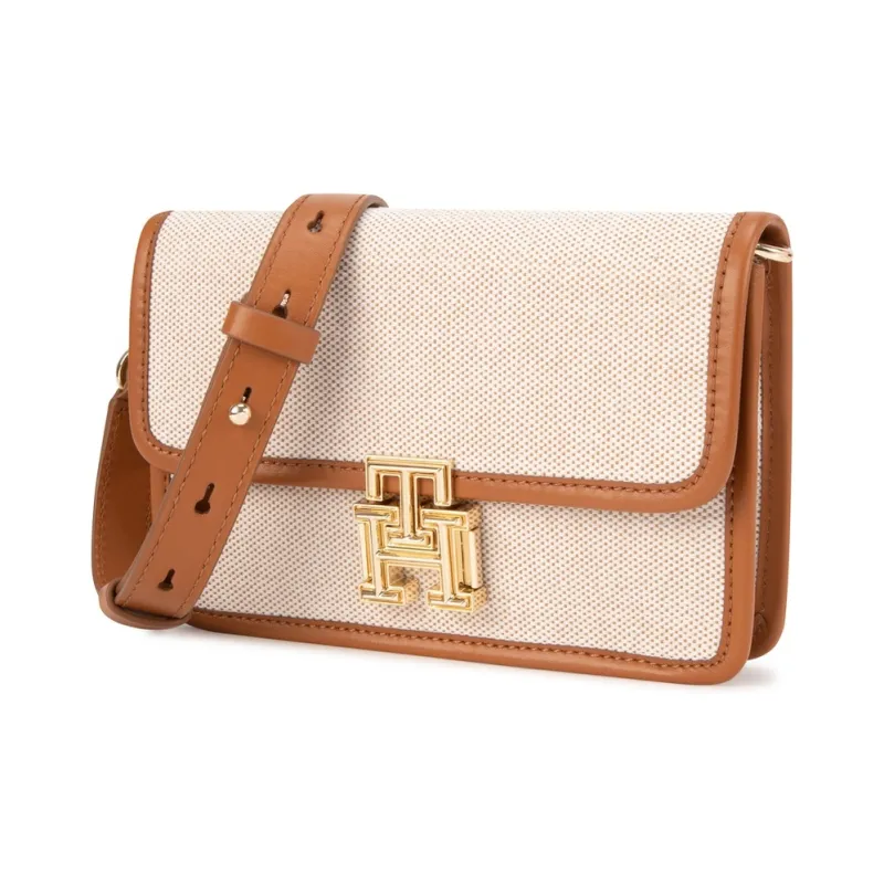 Tommy Hilfiger Blended Material Crossbody Bag Medium Size Women's Ecru-2