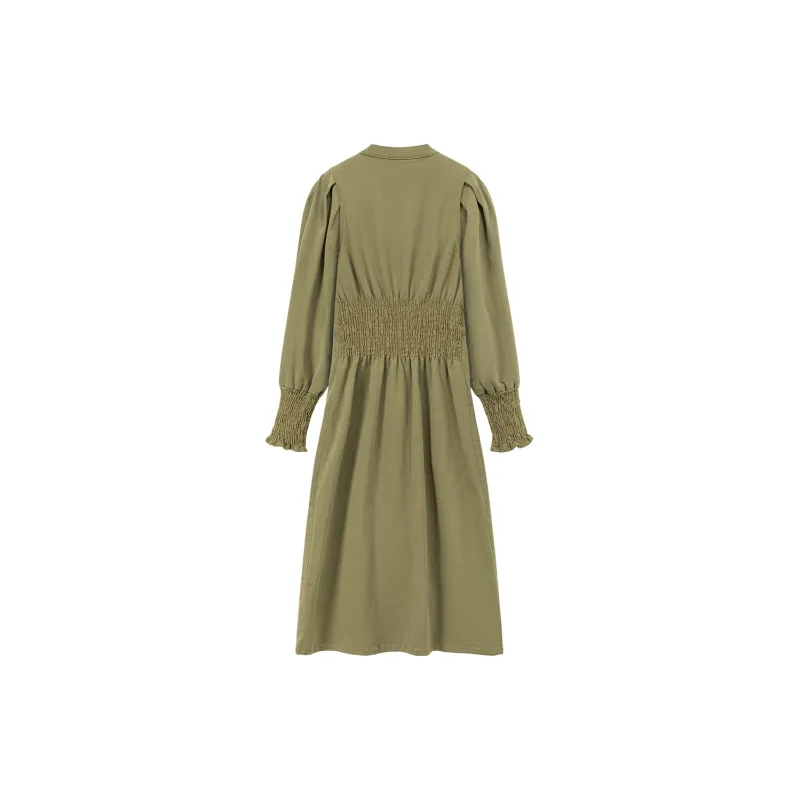 CHUU Long Sleeved Dresses Women's Gray Green-1