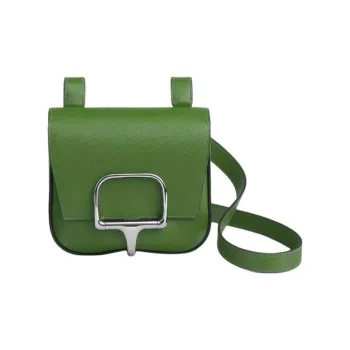 HERMES Della Cavalleria Epsom Calfskin Crossbody Bag Shoulder Bag Mini Women's A8 Yuka Ribbon Green