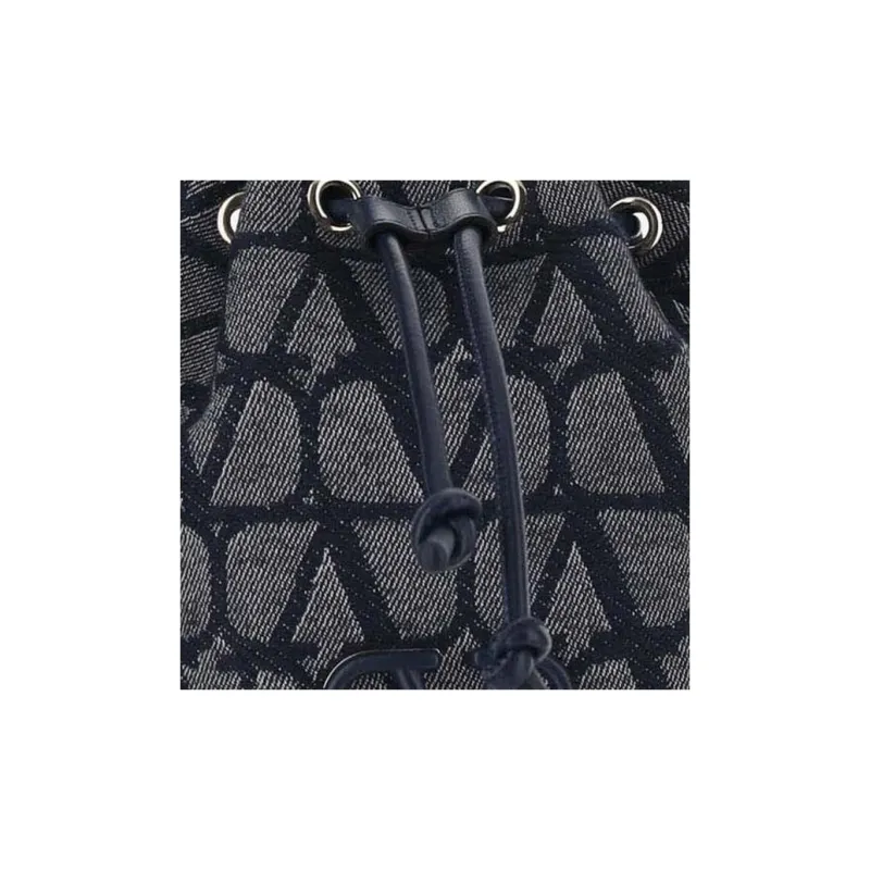 Valentino Cotton With Polyamide Polyester With Spandex Bucket Bag Handbag Shoulder Bag Women's Black-4
