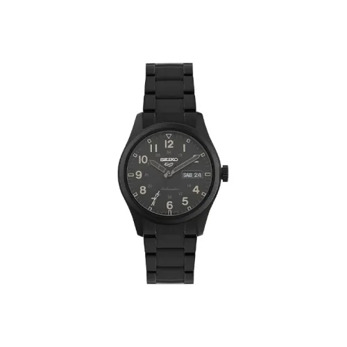SEIKO Automatic Mechanical Movement Stainless Steel Strap Watch Unisex Black Dial