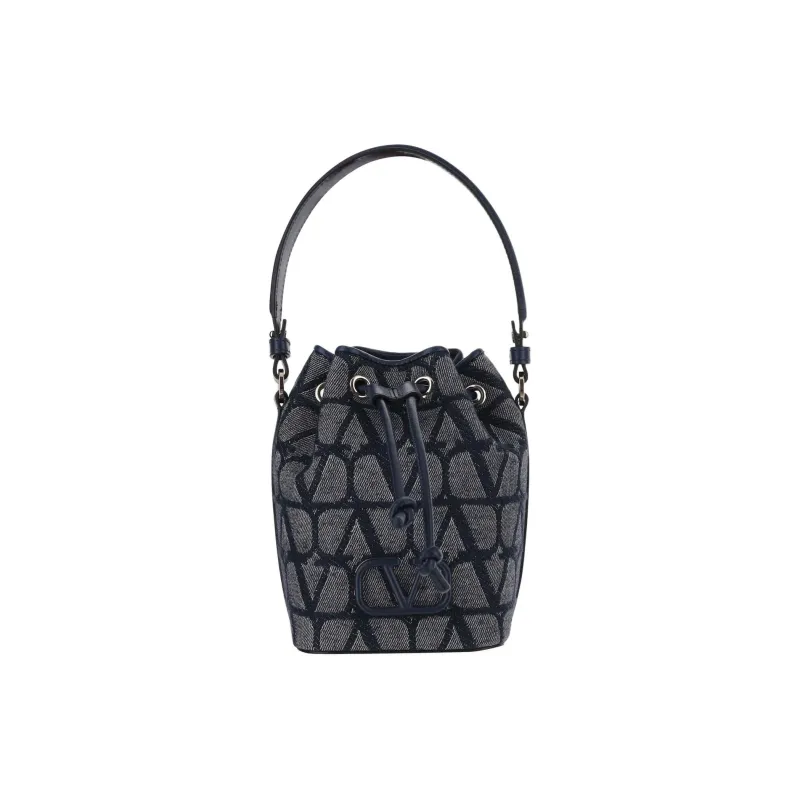 Valentino Cotton With Polyamide Polyester With Spandex Bucket Bag Handbag Shoulder Bag Women's Black-1
