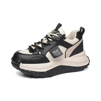 Golden Silk Rabbit Low-Top Chunky Sneakers Women's Black