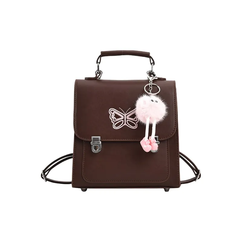 SUPERCUTE PU Backpack Medium Size Women's Black/Silver/Coffee-10