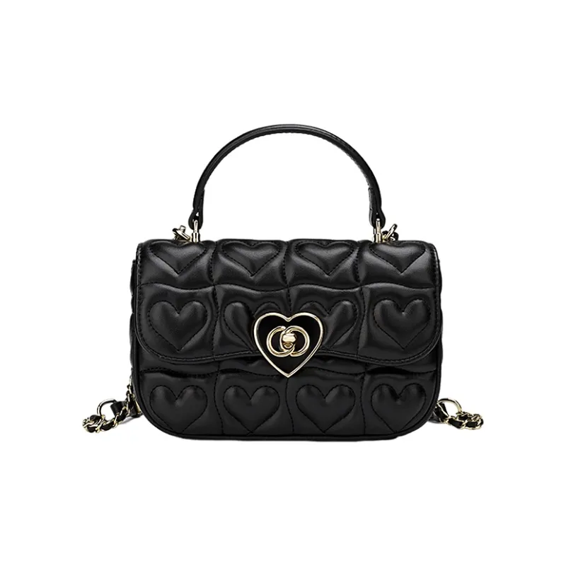 FOXER Synthetic Leather Casual Niche Versatile Design Shoulder Bag, Crossbody Bag, Commuter Bag Women's Black/White-5