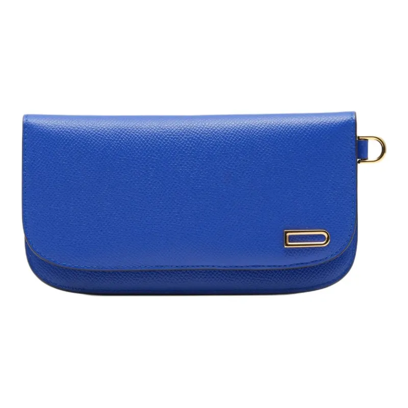 Delvau Alpina Calf Grain Calfskin Wallet Women's Sea Blue-0