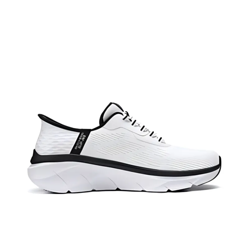 Skechers Cushioning Breathable Low Top Training Running Shoes Men's White Black-1