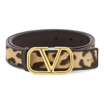 Valentino VLogo With Buckle Smooth Buckle Leather Belts Women's Leopard