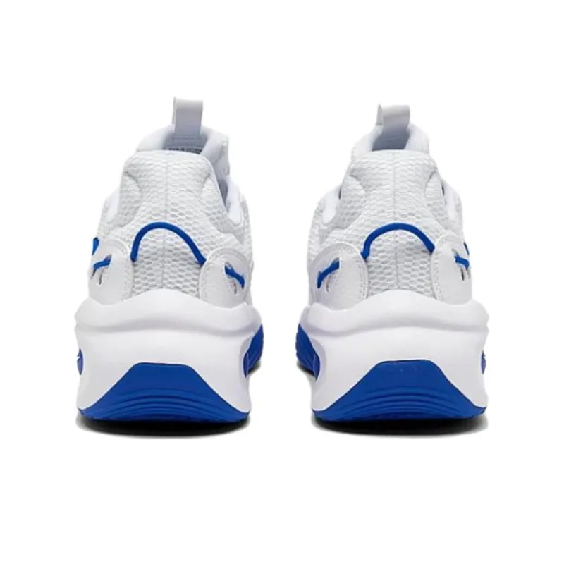 Reebok Solution Cushioning Wear-Resistant Mid-Top Basketball Shoes Unisex White Blue-3