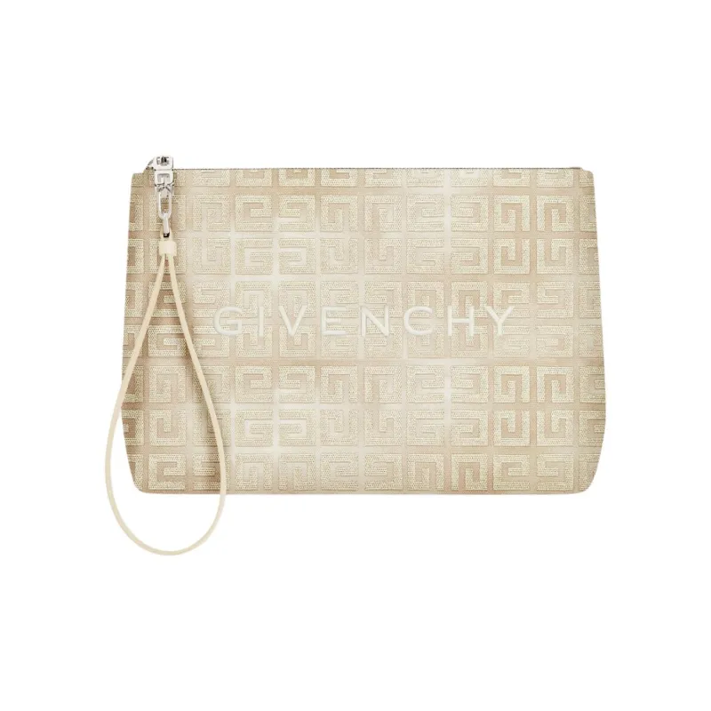 GIVENCHY 4G 100% Cotton With Brass Accents Clutch Women's Dusty Gold-0
