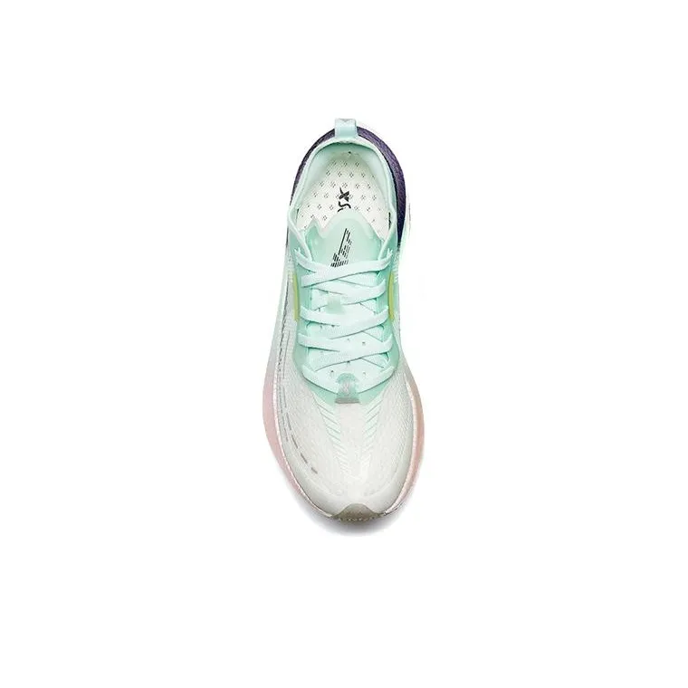 XTEP Anti Slip Wear Resistant Breathable Lightweight Rebound Low Top Casual Running Shoes Women's Green Beige-2