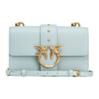 PINKO LOVE Series Cow Leather Handbag, Shoulder Bag Women's Light Blue