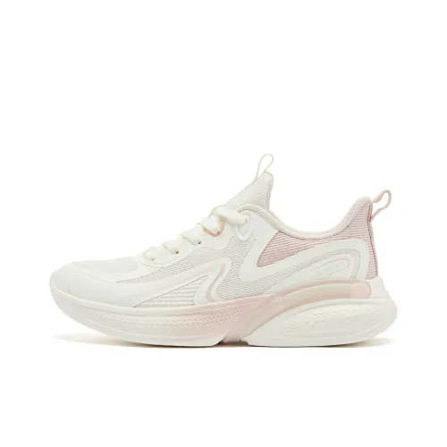 QIAODAN Stretch SE Running Shoes Women's Low-Top Ivory/White Peach Pink