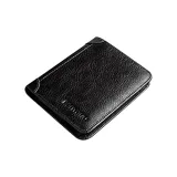 Black-Vertical Trifold (inside and outside Top Grain Cow Leather) Anti-Skimming