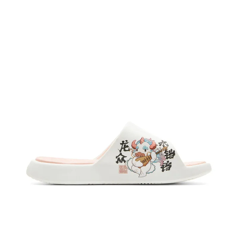 PEAK Guochuang Series Slide Slippers Men's Canvas White Pink-1