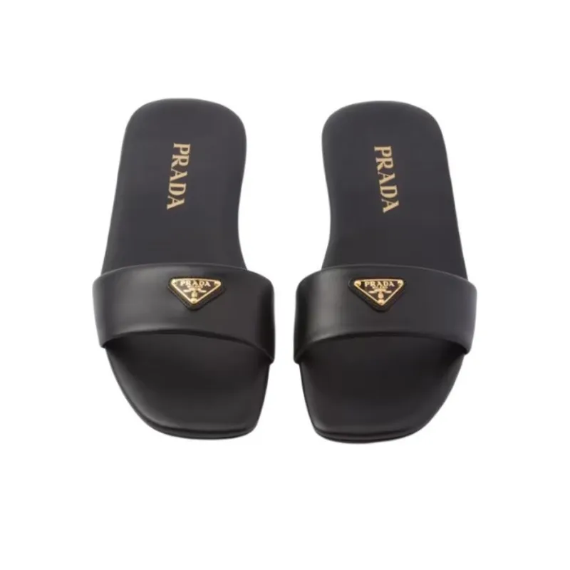PRADA Slip Resistant Slide Slippers 0.5cm Women's Black-3