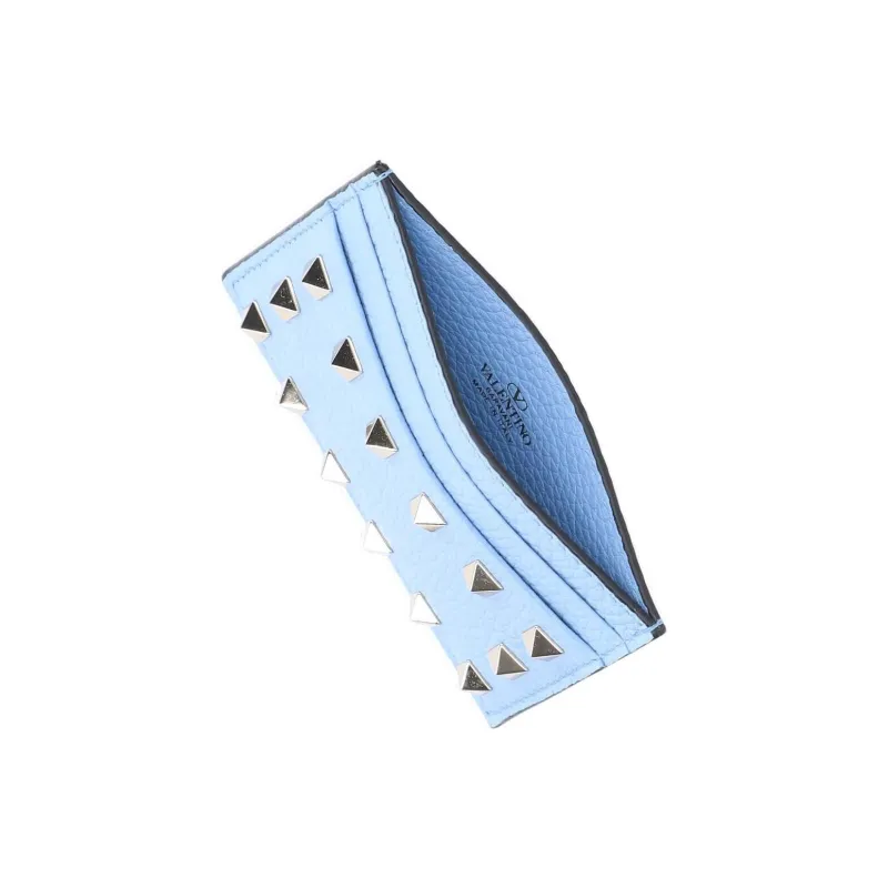Valentino Rockstud Grain Calfskin Card Holder Card Holder Women's Light Blue-2