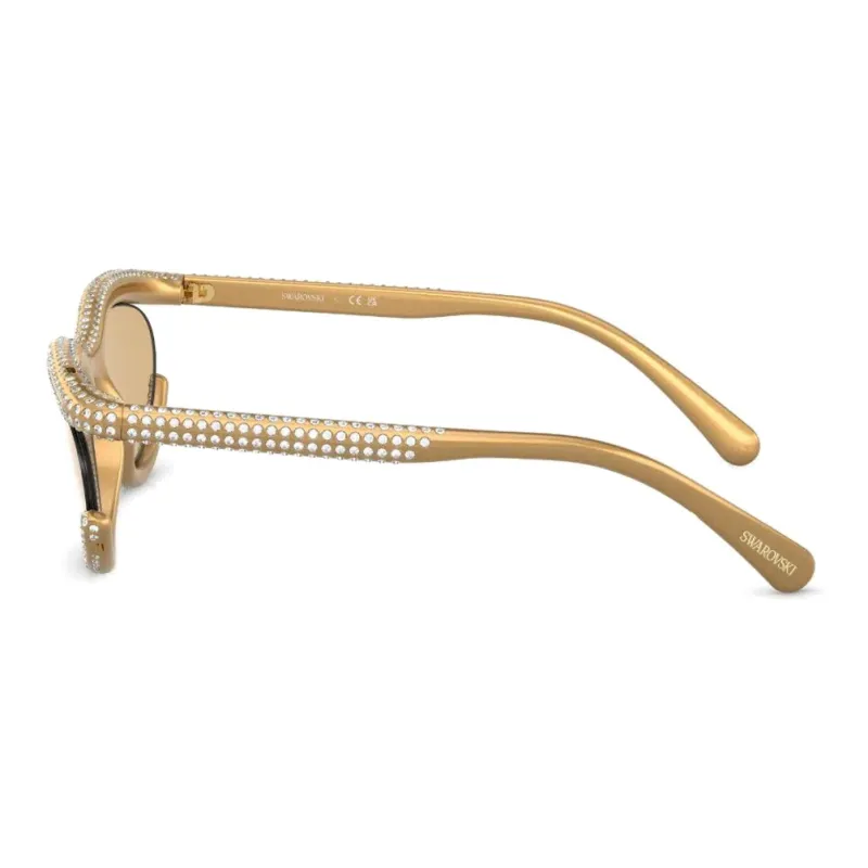 Swarovski Nylon Crystal Diamond Irregular Shape Sunglasses Women's Gold-2