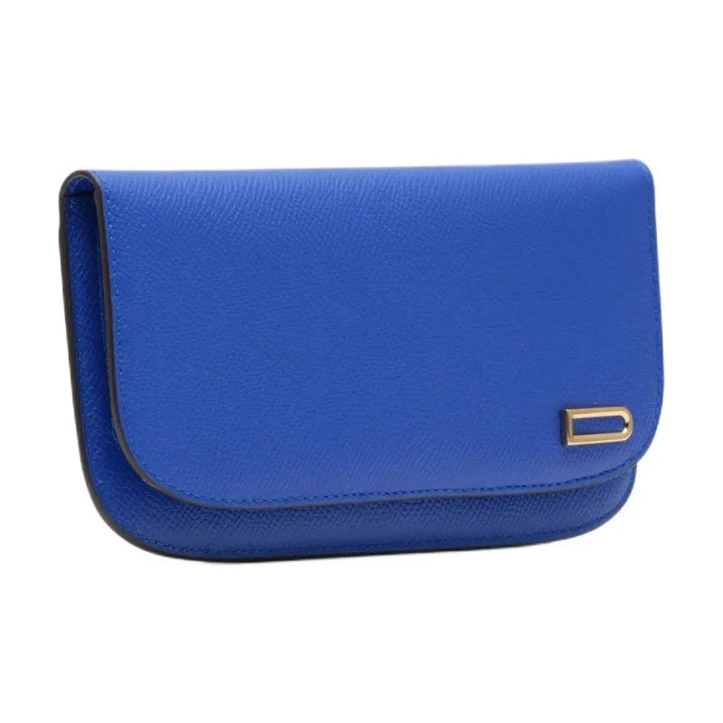 Delvau Alpina Calf Grain Calfskin Wallet Women's Sea Blue-1