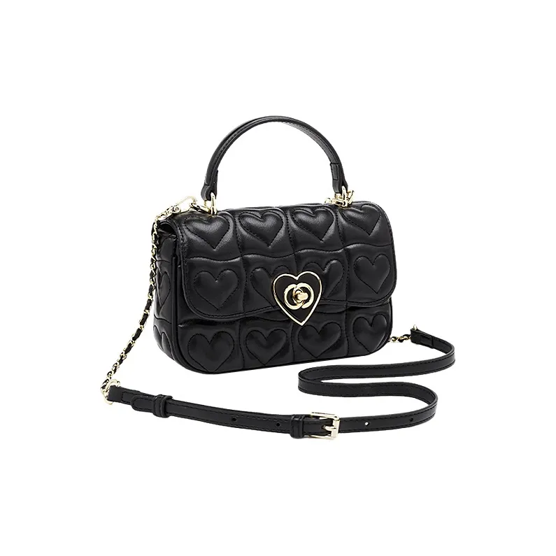 FOXER Synthetic Leather Casual Niche Versatile Design Shoulder Bag, Crossbody Bag, Commuter Bag Women's Black/White-6