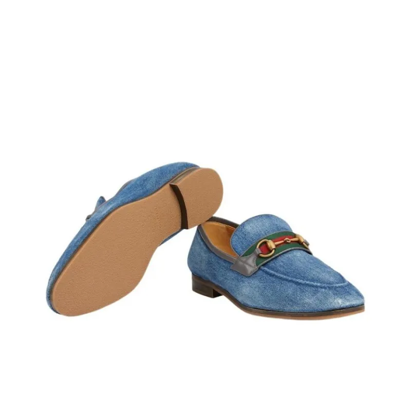 GUCCI Horsebit Denim Loafers-4