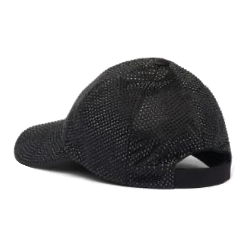 PRADA Cotton, Synthetic Crystal, Enamel Baseball Caps Women's Black-1