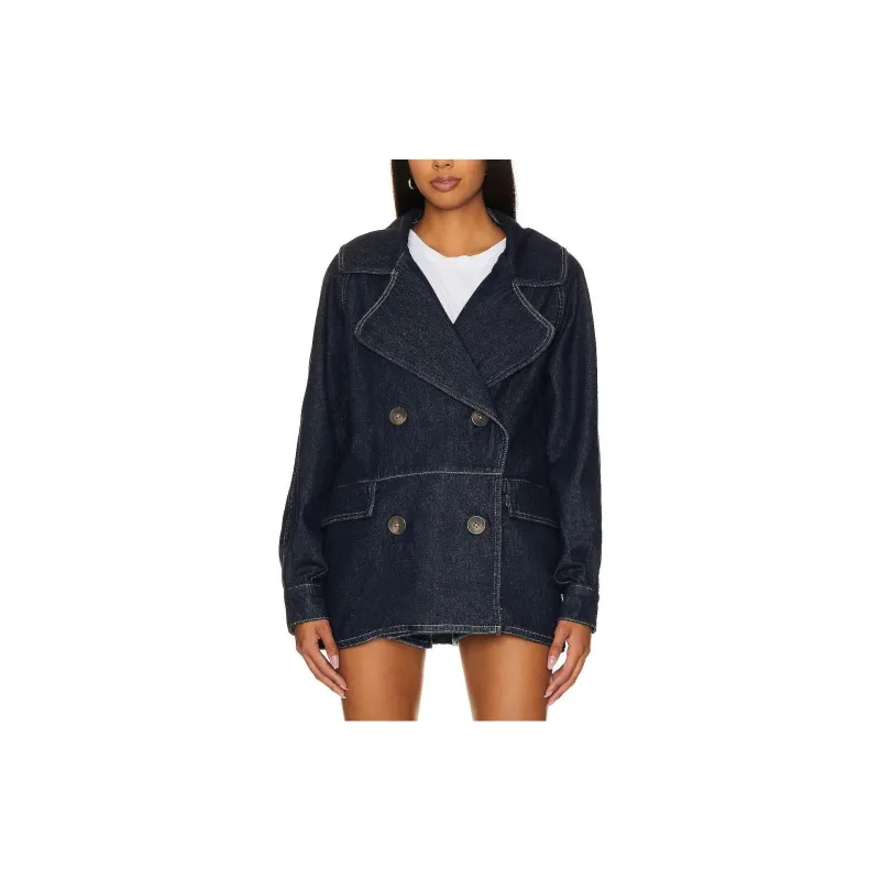 FREE PEOPLE Denim Jacket Women's Blue-1