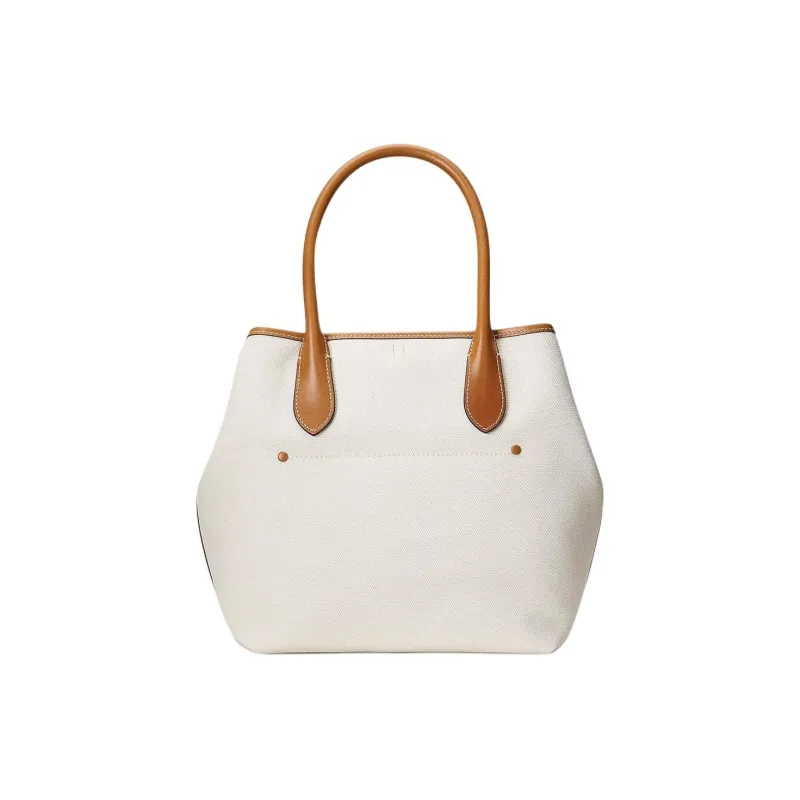 Polo Ralph Lauren 100% Cotton Tote Bag Shopping Bag Portable Crossbody Bag Shoulder Bag Medium Size Women's Cream-2