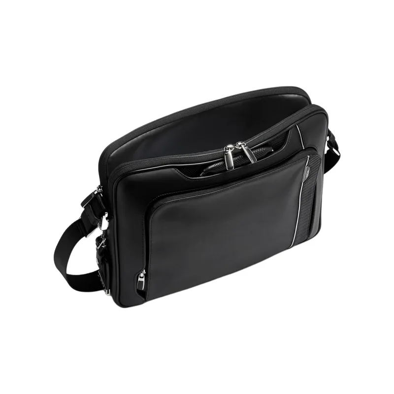 TUMI Smooth Leather Shoulder Bag Crossbody Bag Handbag Briefcase Men's Black-1