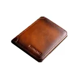 Yellow Brown-Vertical Two-Fold (Top Grain Cow Leather) Anti-Skimming
