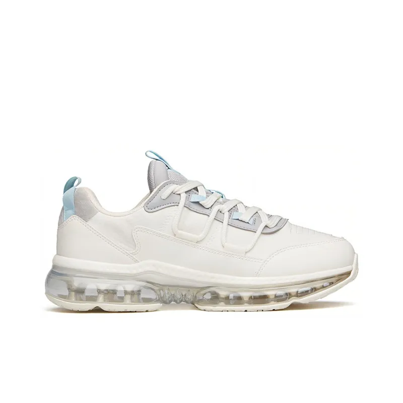 Anta Running Collection Cushioned Slip Resistant Abrasion Resistant Low Top Running Shoes Men's White Gray-1