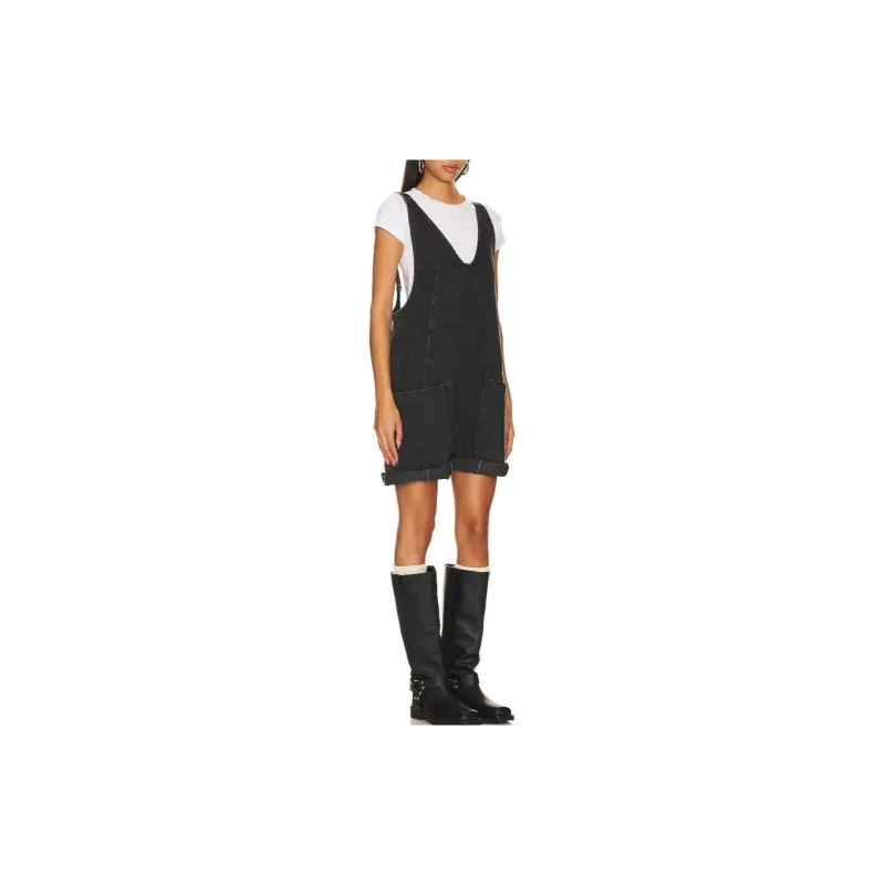 FREE PEOPLE Overalls Women's Black Gray Color-2