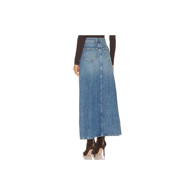 FREE PEOPLE Denim Long Skirts Women's Blue-2